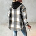 thumbnail image 4 of Vinsonshop Womens Shacket Womens Fleece Jackets Plaid Jacket for Woman Womens Jacket with Hood Casual Hooded Jackets for Women Hooded Shirt Women Hooded Fleece Jacket Women Gray XL, 4 of 6