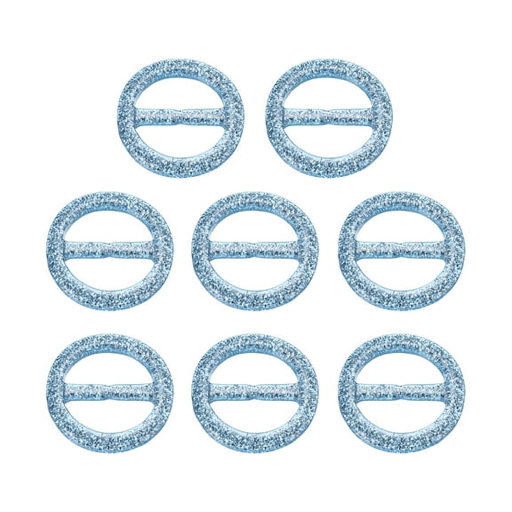 8Pack Plastic Tee Shirt Clips, 25mm Round Bling Resin Scarf Ring Buckle (Blue)