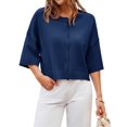 thumbnail image 2 of Half Sleeve Womens Knit Outfits Cropped Button Down Tops Oversized Lightweight Ribbed Knit Cardigan Sweaters, 2 of 5