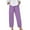 Purple, variant on Women's Casual Pants Solid Color Loose Comfort Linen Drawstring Elastic Waist Pocket Straight Leg Trousers for Everyday Wear