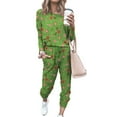 thumbnail image 1 of Haute Edition Women's Cozy Christmas Print 2-Piece Jogger Pajama Set, 1 of 2