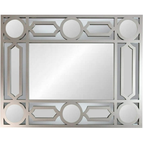 29.5" Gray Framed Geometric Design Rectangular Wall Mirror