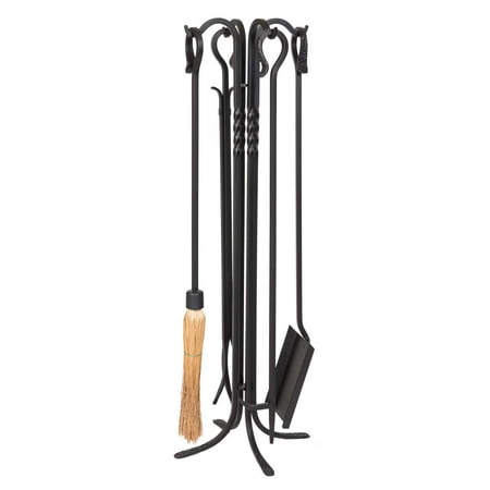 

Dagan Five Piece Wrought Iron Fireplace Tool Set Black