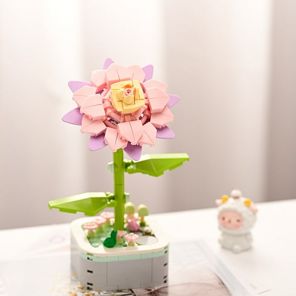 Compatible con Lego Rose suculenta maceta pequeñas partículas flor eterna bloques de construcción decoración de escritorio juguetes regalo del año del dragón
