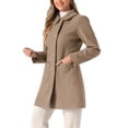 thumbnail image 4 of Abrigo de invierno de longitud media con cuello de solapa y un solo botón para mujer Inspire Chic, color beige oscuro, talla M, 4 of 6