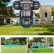 NFTIGB 4G Solar Security Camera 2MP Triple Lens AI Motion Detection IP66 Two Way Talk PTZ Surveillance System for Home Indoor Outdoor Active Defense (10.24 inches / 26 cm)