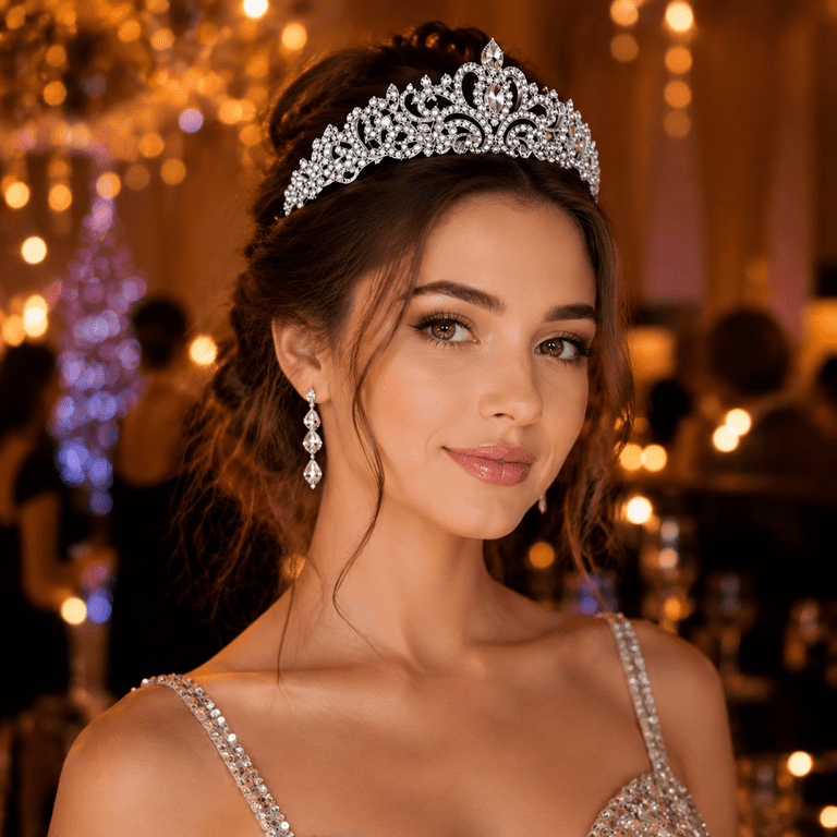 Kabuer Silver Princess Tiara for Women Girls Elegant Bridal  display picture 3