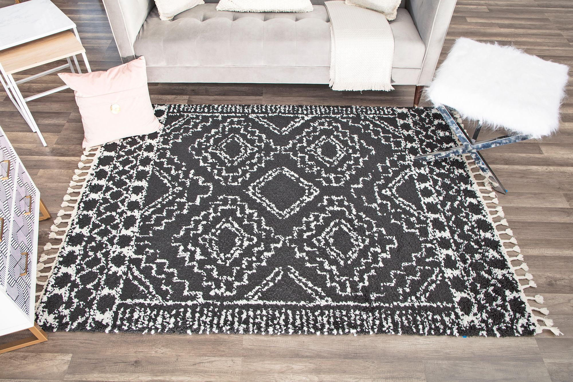 Rugs America Moon Collection MS40A Moroccan Tribal Sable Area Rug, 5'0"x7'0"