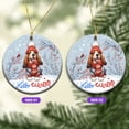 thumbnail image 2 of Hello Winter Basset Hound Smiling in Red Scarf Hat Welcome Christmas Ceramic Round Ornament Bassets Dog Breed Lovers Gifts Idea Home Tree Decor - 00017, 2 of 5