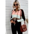thumbnail image 4 of POGLIP Sweat à Capuche en Tricot Ajouré Colorblock Marron Zippé pour Femmes, 4 of 6