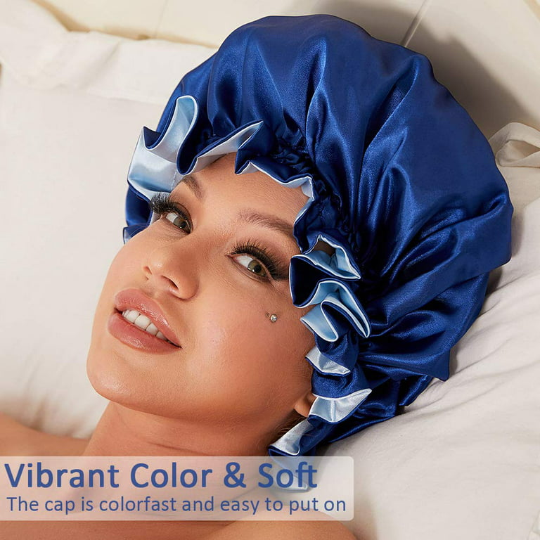 Silk Bonnet Satin Bonnet for Sleeping Curly Hair Cover Sleep Cap Silk Night  Caps for Women Large Silk Sleep Bonnet with Tie