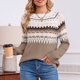 thumbnail image 1 of Ailaofu Women's Fair Isle Sweater Casual Crewneck Long Sleeve Lightweight Vintage Knit Jumper Tops, 1 of 6