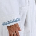 thumbnail image 4 of Unisex Luxurious Plush Turkish Cotton Kimono Robe, Small, Blue-White by Blue Nile Mills, 4 of 9