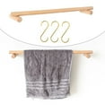 thumbnail image 3 of GUOOL Textured Wood Towel Rack Single Towel Rack Storage Rack with 3 Pcs Hooks 60cm, 3 of 9