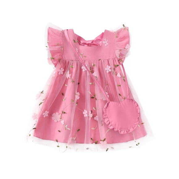 Vestido Kucnuzki para niña pequeña, tutú con volantes, rosa hada, 2T-3T