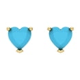 thumbnail image 3 of 1.5 Ct Heart Cut Studs Blue Turquoise 18K Yellow Solid Solid Gold Everyday Dainty Earrings Screw Back, 3 of 7
