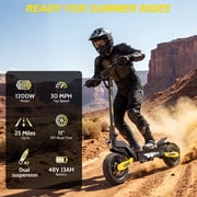 EOEOTWO GT06 Electric Scooter for Adults, 30 MPH Fast E-Scooter with 1200W Motor, 25 Miles Range, 11 Off-Road Tubeless Tires & Dual Suspension, 330 lbs Max Load Foldable Commuting Scooter