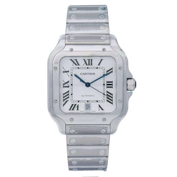 Pre-Owned Cartier Santos WSSA0030 40MM White Dial With Stainless Steel Bracelet