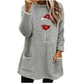 thumbnail image 2 of Sherpa Sweatshirt Women Fleece Pullover Crewneck Long Sleeve Tunic Tops Red Wine Glass Oversized Fuzzy Warm Sweatshirts With Pockets, 2 of 4