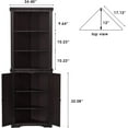 thumbnail image 3 of SLSRFD Corner Cabinet, Corner Bathroom Cabinet with 2 Doors and 3 Tier Shelves, Free Standing Corner Storage Cabinet for Bathroom, Living Room, Bedroom or Kitchen,Espresso, 3 of 8