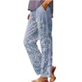 thumbnail image 2 of TaTaai Womens Casual Solid Long Trousers Elastic Waist Straight Leg Loose Fit Pants Bottoms for Daily, 2 of 5