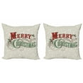 thumbnail image 1 of Ambesonne Christmas Throw Pillow Cover 2 Pack, Star Snowflake Retro, 20", Eggshell Sea Green Ruby, 1 of 2