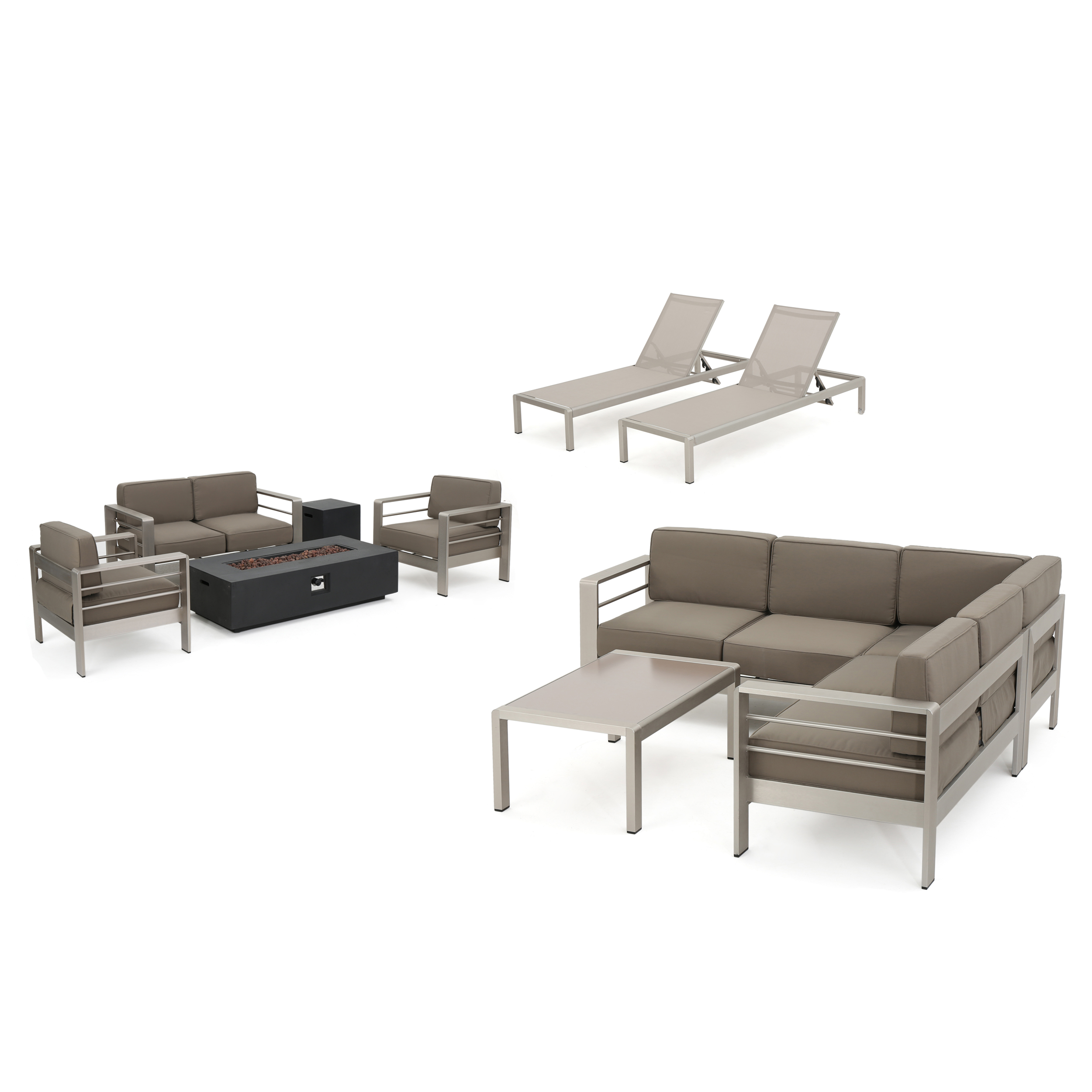 Miller Outdoor Sofa and Chat Set with Lounges and Firepit