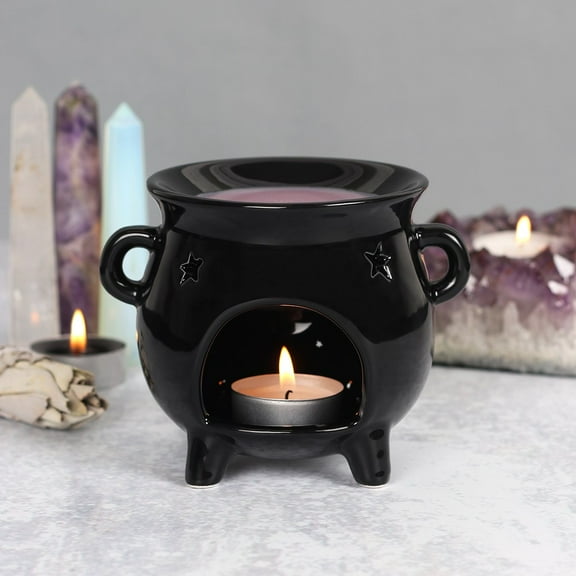 Witch's Cauldron Tealight Candle Holder Oil Burner Diffuser with cut-out star