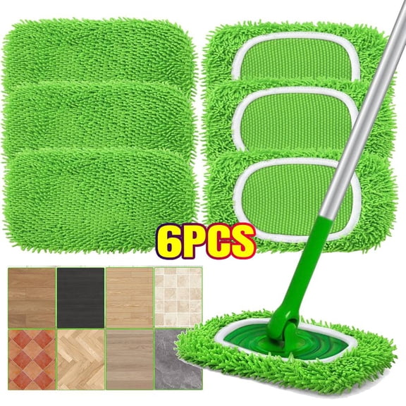6 PCS Reusable Wet Pads Refill for "SwifferSweeper-Mop", Dry Sweeping Cloths & Wet Mopping Cloths for Household Cleaning - Washable Microfiber Pads(Mop is not Included)
