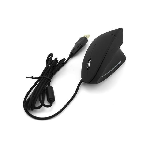 Wired Wireless 2.4GHz Ergonomic Vertical Optical Mouse for Desktop PC Laptop - Black Wired