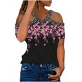 thumbnail image 1 of Moda mujer verano cuello en V manga corta estampado Caims camiseta blusa Sexy Fridja  hjk4511, 1 of 6