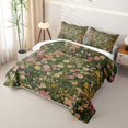 thumbnail image 3 of jejeloiu Ancient Floral Quilt King For Girls,Garden Print King Coverlet Set,Green Multicolor,3pcs, 3 of 7