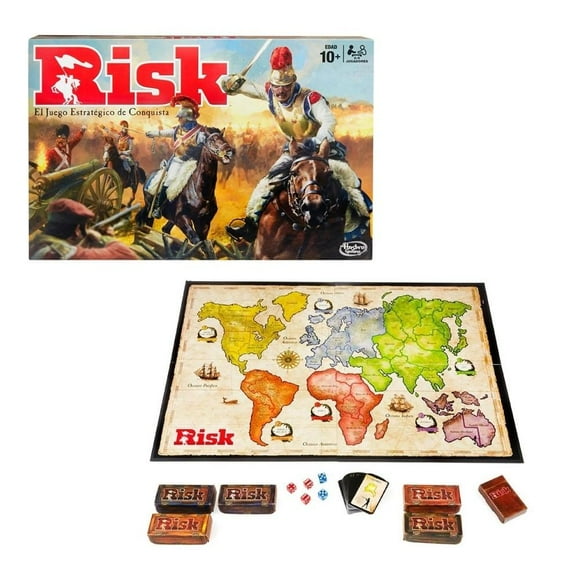 Juego de Mesa Hasbro Risk de Estrategia con temática de guerra y conquista para 2 a 5 Jugadores de 10 años en adelante
