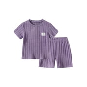 Jolyshlid Girls Summer Outfits 6 Pcs Tie-dye Heart Print Casual Short Sleeve Tee Tops and Dolphin Shorts Set Pink Grey Purple 9-10 Years