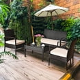 thumbnail image 3 of Costway 4PCS Patio Rattan Conversation Furniture Set Cushioned Seat Glass Table, 3 of 10