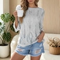 thumbnail image 2 of Gunia Crochet Beach Cover Up Women Hollow Out Lightweight Knit Short Sleeve Tee Top Sweater Crocheted Tops, 2 of 5