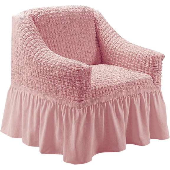 Recliner Chair Cover Stretch Polyester Slipcover with Skirt for Single Seat Sofa, Pink