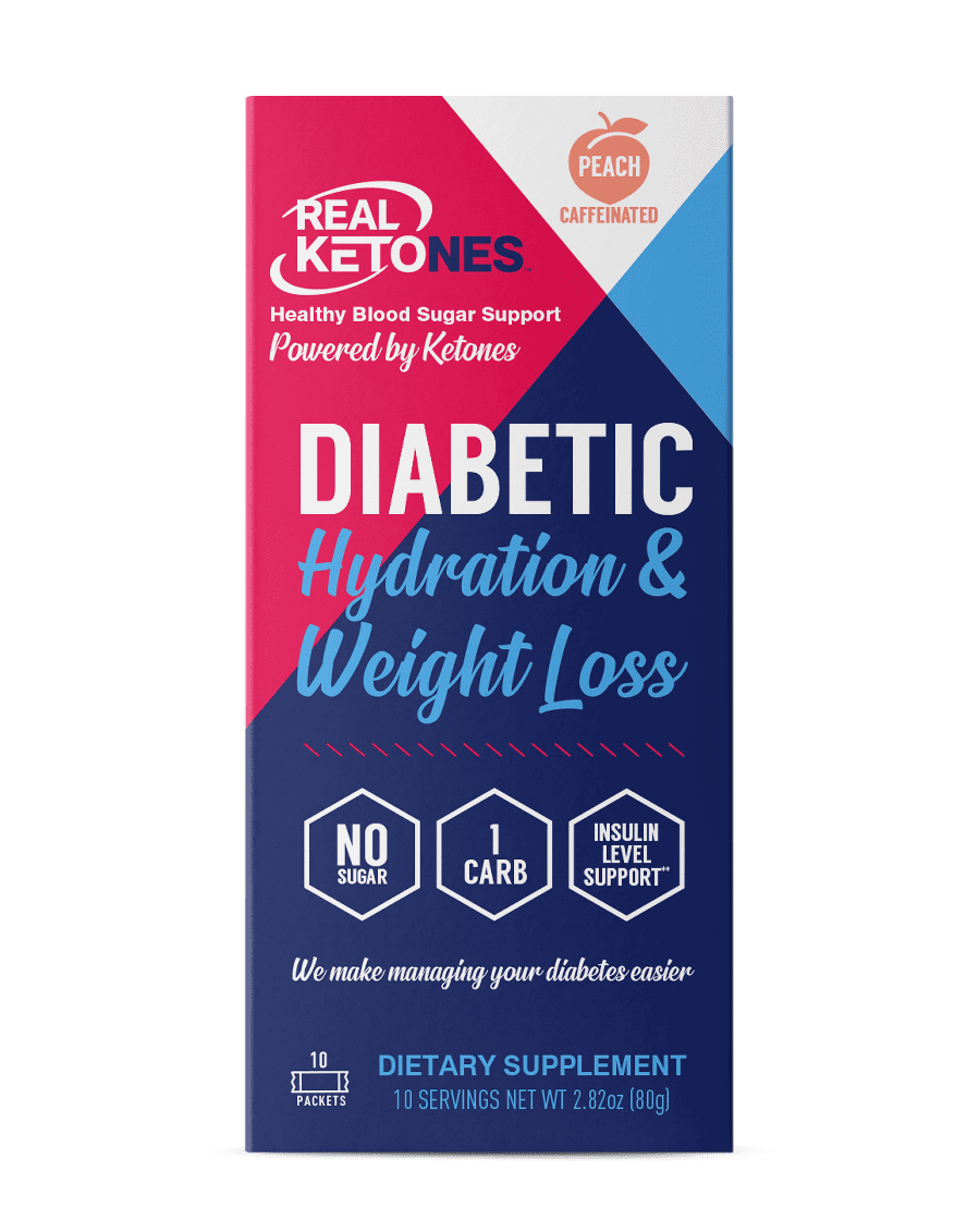 Real Ketones Diabetic Hydration, Zero Sugar, Peach, Caffeinated, 10 Count