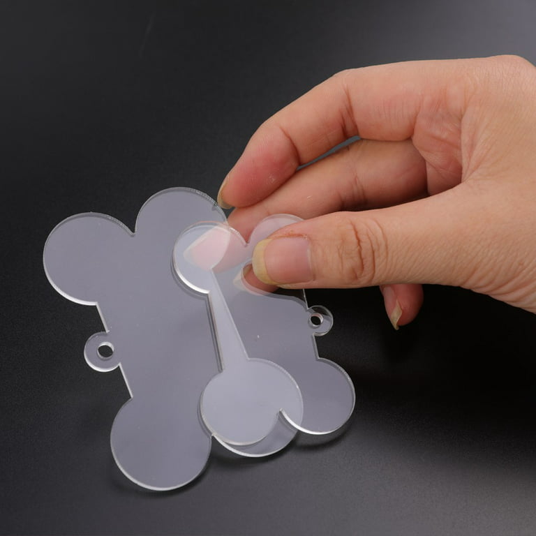 Dido Plastic Keychain Portable DIY Pre-drilled Reusable Transparent Art  Design Crafts Making Protection Film Painting Key Chain Bone 7.5x5cm 2mm