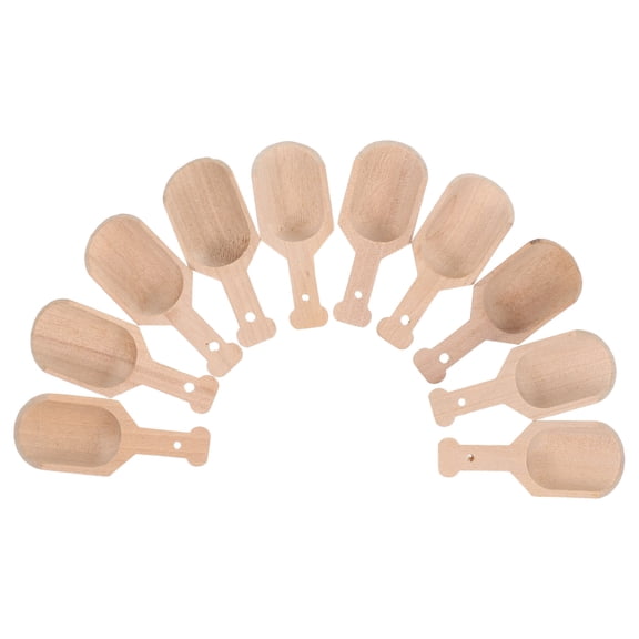 DRAFIDEEP Set of 10 Khaki Wood Coffee Bean Scoopers for Kitchen, Home Brewing, and Tea Party Use