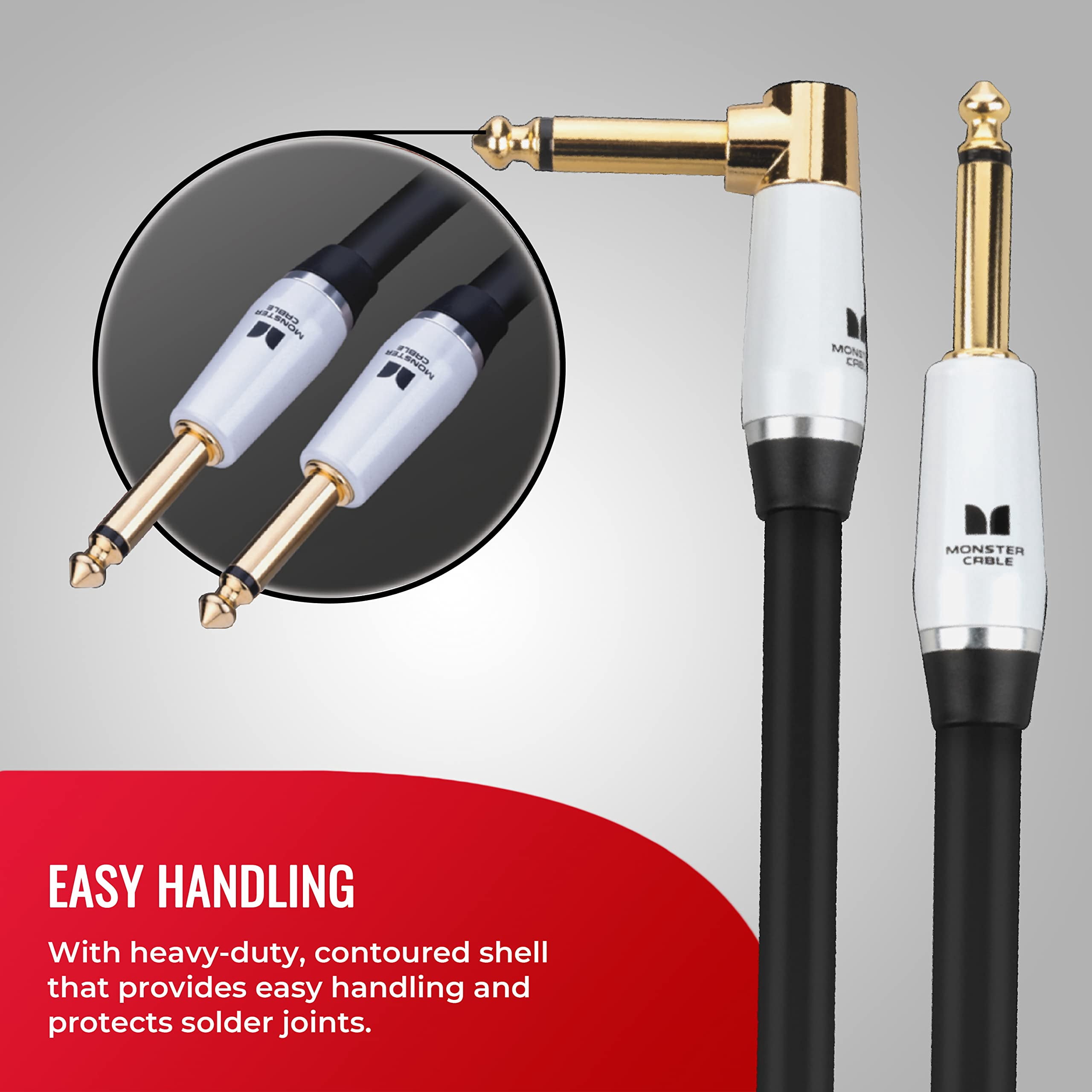 Monster Studio Pro 2000 21' Right Angle to Straight Instrument Cable, Premium Sound Quality, Durable Nylon Braided Construction