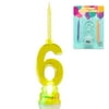 Novelty Place Multicolor Flashing Number Candle Set, Color Changing LED Birthday Cake Topper with 4 Wax Candles Number 6