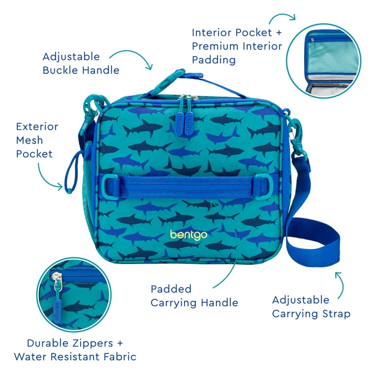Bentgo Kids' Prints Double Insulated Lunch Bag, Durable, Water-Resistant Fabric, Bottle Holder - Green Ranbow