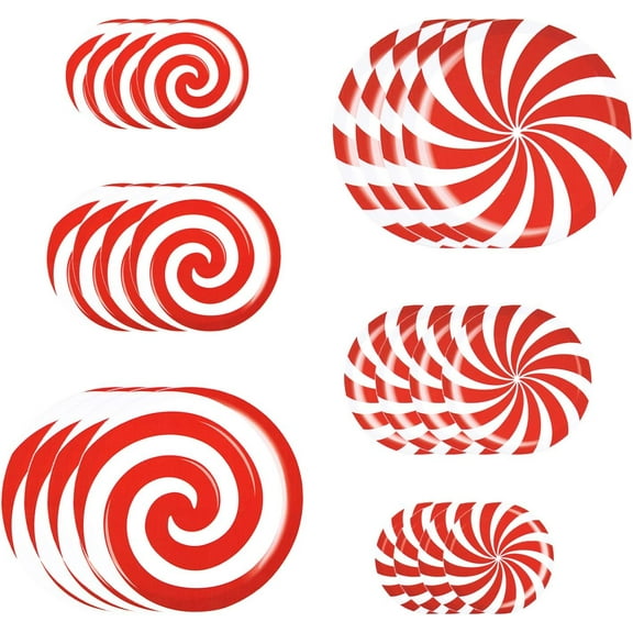 Ebaokuup 24 PCS Peppermint Floor Decals Stickers-3 Sizes Self-Adhesive Design Christmas Candy Stickers,Floor Window Clings for Christmas Valentine's Day Candy Party Decorations
