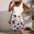 thumbnail image 4 of UPPADA Women's Summer Beach Dress Floral Print Midi Sundress Sleeveless Casual T-Shirts Dress V Neck Loose Boho Tank Dresses Dresses for Women on Sale White,L, 4 of 7