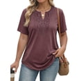 thumbnail image 2 of Fantaslook Lace Plus Size Tops for Women V Neck Short Sleeve Blouses Summer Tunic Shirts, 2 of 11
