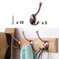 thumbnail image 7 of Dual Hooks Zinc Alloy Hooks Coat Hat Double DIY Robe Hooks Clothes Hanger Storage Holder 5pcs, Copper Tone, 7 of 7