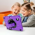 thumbnail image 3 of ELEHOLD Case for iPad mini (6th Generation), Heavy Duty Shockproof Case with Pencil Holder/Stand/Hand Strap/Shoulder Belt, Rugged Protective Cover for Boys Girls,Purple, 3 of 10