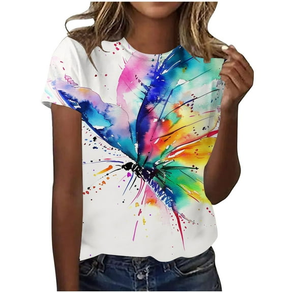 Stylish Women's T-Shirts for Everyday Wear - Women's F Print Round Neck Short Sleeve Top - and Comfortable Design for Casual Outfits
