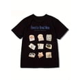 thumbnail image 1 of Adorable Cat & Bread Cartoon Print T-Shirt for Women - Casual Crew Neck, Soft Cotton Blend, Machine Washable - Perfect for Summer, 1 of 7